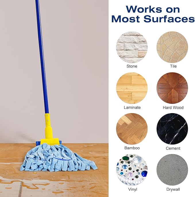 Matthew Cleaning Microfiber Tube Mop(Meduim,Blue,6Pack) Heavy Duty Mop Head Replacement,Excellent Absorbency,Premium launderability,Reusable,Loop end for Home,Commercial&Industrial Use