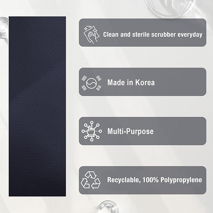 Daily Dish Scrubber Sheet Non-Scratch Household Disposable Cleaning Sponges | Recyclable, Eco-Friendly & Perfect for Kitchen, Home Cleaning and Outdoor Use (2, Navy)