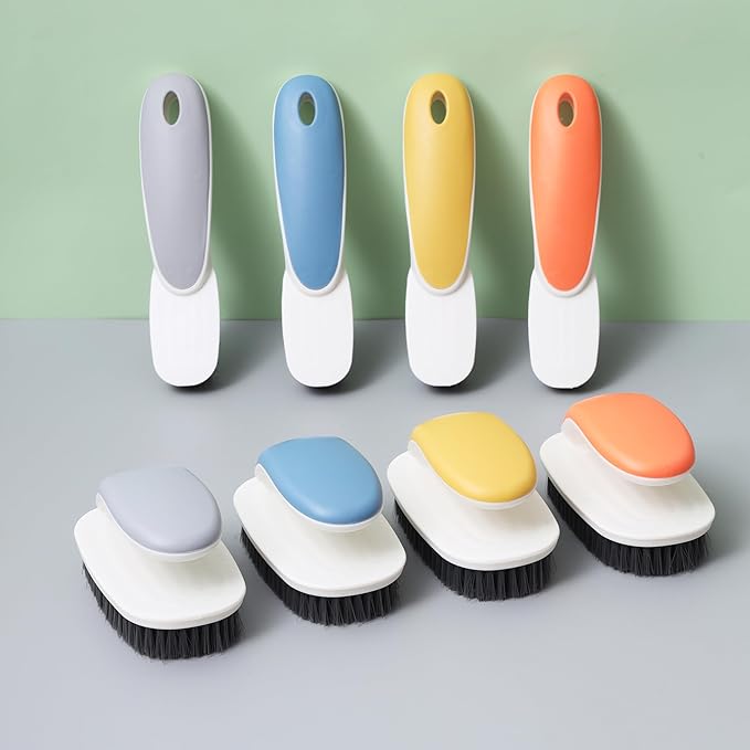 Laundry Scrub Brush 2 Pack - Soft Bristle Shoe & Clothes Scrubbing Brush for Stains - Household Cleaning Tool for Bathroom, Countertop & Bathtubs (Orange)