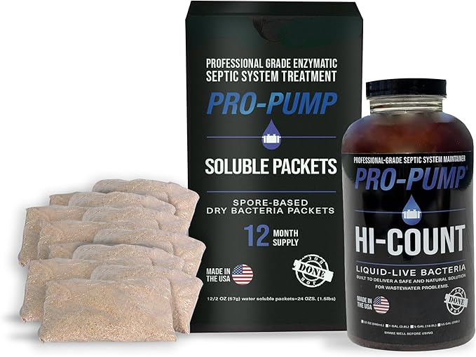 Septic Saver Kit, SP Water-Soluble Dry Packets and HI-COUNT Liquid, 12 x 20-Oz Packets and 1 Qt Liquid