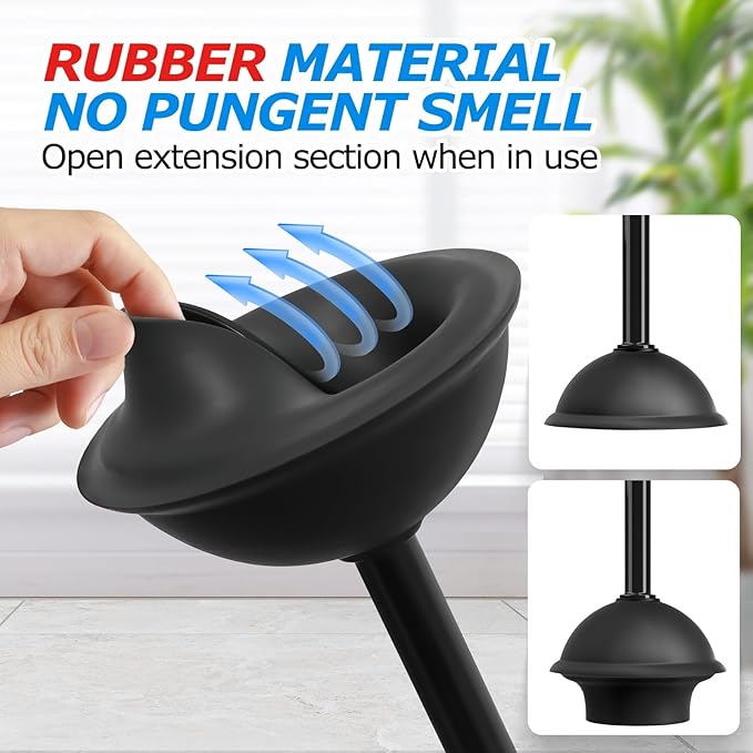 4Pack 2 in 1 Toilet Brush and Plunger Set, Extended Handle Plunger,Toilet Bowl Brush Plunger Set,Bathroom Cleaning Tools,Toilet Brush Plunger Combo,Cleaning Supplies, Cleaning Brush