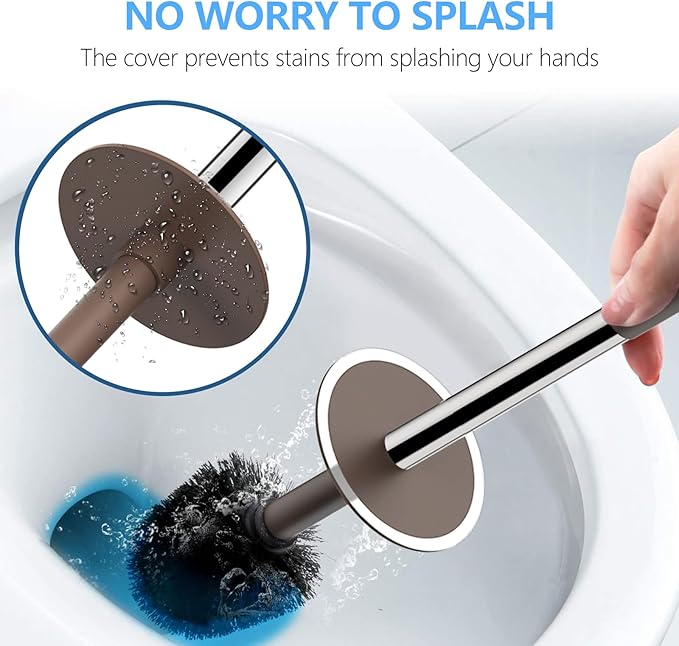 SetSail Toilet Brush, Compact Size Toilet Bowl Brush and Holder Toilet Brushes for Bathroom with Stainless Steel Handle Toilet Cleaner Brush with Durable Scrubbing Bristles, 3 Packs,Brown
