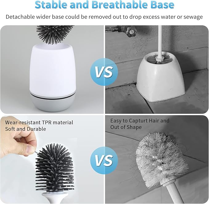 RV Toilet Bowl Brush and Holder, Silicone Toilet Bowl Brush Cleaning Toilet Scrubber Set with Non-Scratch Silicone Bristles Deep Cleaning. Wall Mount for Motorhome Travel, Travel Trailers, Camper