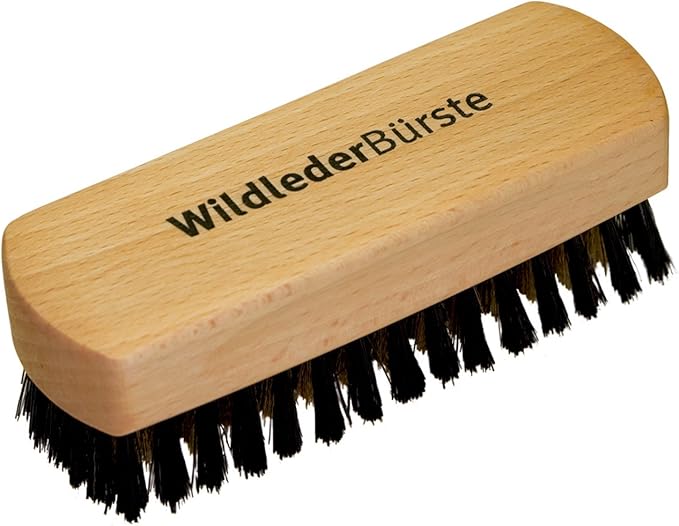 Redecker Brass Wire and Natural Pig Bristle Suede Brush with Oiled Beechwood Handle, 4-3/4-Inches