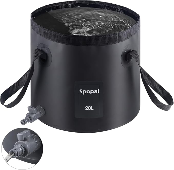 Collapsible Bucket with Handle 20L, Multifunctional Folding Water Container for Camping, Hiking, Traveling, Fishing, Laundry, Gardening, Waterproof, Durable, Lightweight