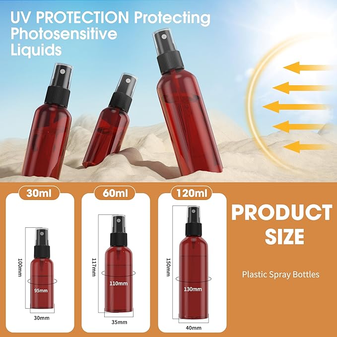 EVANCENT 50Pack 4oz Spray Bottles Plastic, 120ml Small Spray Bottle Bulk Black Fine Mist Sprayer, Portable Empty Refillable Containers Cosmetic Bottles for Plants, Cleaning, Misting & Skin Care-Brown