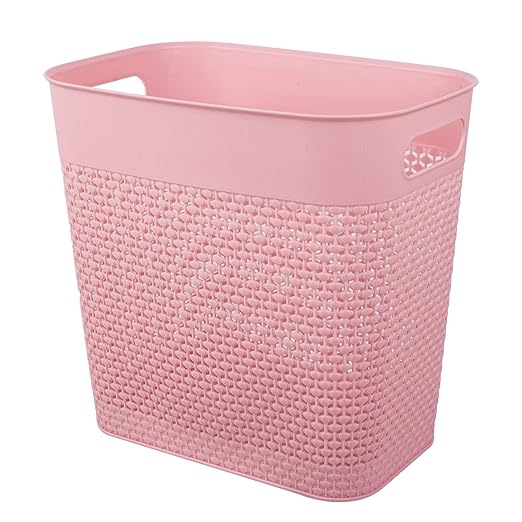 UUJOLY Plastic Trash Can Wastebasket, Garbage Container Basket for Bathrooms, Kitchens, Offices, Kids Rooms (Pink, 3 Gallon), 1 Pack