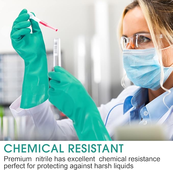 40 Pairs Chemical Resistant Gloves Heavy Duty Thick Nitrile Gloves Bulk for Cleaning, Resist Household Acid, Alkali and Oil (X-Large)