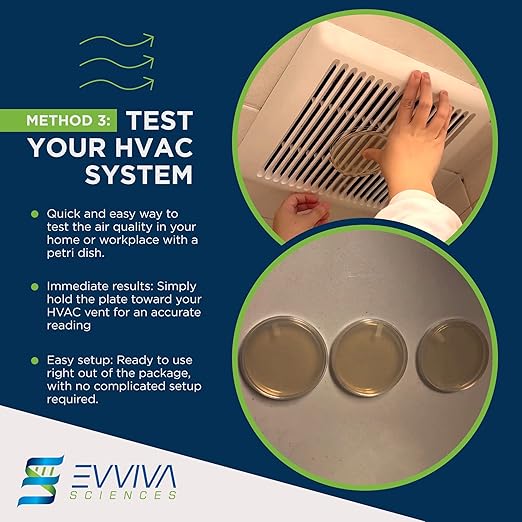 Evviva Sciences Mold Test Kit for Home - 10 Easy Detection Tests w/Optional Lab Analysis (Extra Fee), Test HVAC System, Surfaces, & Indoor Air Quality Testing Kit - Downloadable Mold Information Guide