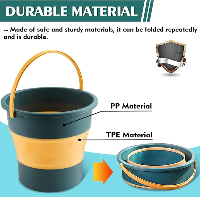 Collapsible Bucket 4.5 Gallon/17L Large Plastic Household Cleaning Mop Buckets Foldable Water Bucket for Car Wash Fishing Camping Beach (Blue-Large)