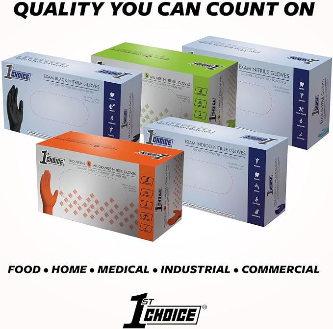 1st Choice Black Nitrile Gloves Disposable Latex-Free 5 Mil Textured for Cooking, Cleaning, Food Prep, Small, 2 Boxes of 100