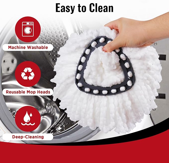 6 Pack Mop Head Replacements for O-Cedar, Spin Mop Replacement Head Compatible with Easywring 1-Tank Mop Refill, Microfiber, Machine Washable, Easy to Replace, Deep Cleaning