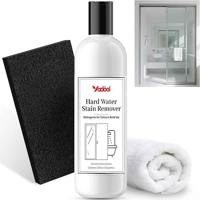 Hard Water Stain Remover, Powerful Shower Glass & Door Cleaner, Easily Removes Tough Water Spots, Lime, Calcium & Soap Scum Build Up, Ideal for Bathroom, Glass, Toilet Bowl and More - 16.91oz