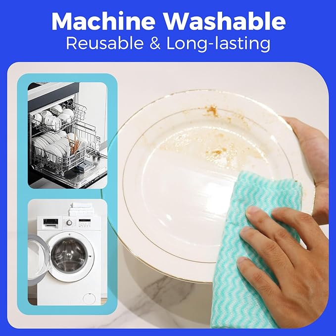 Reusable Cleaning Towels Handi Wipes Reusable Cloths Disposabel Dish Cloths Dish Towels Dry Handy Wipes Big Durable Absoebent 40 Count, Green