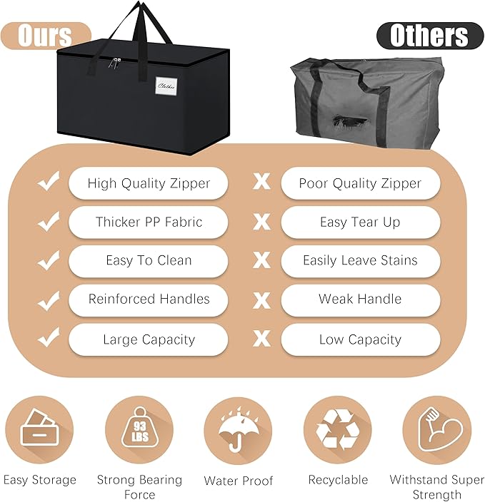 Heavy Duty Moving Bags - Extra Large Packing Bags and Storage Totes, Collapsible and Foldable Option for Moving and Storage, Black, 125 L - 18 Pack