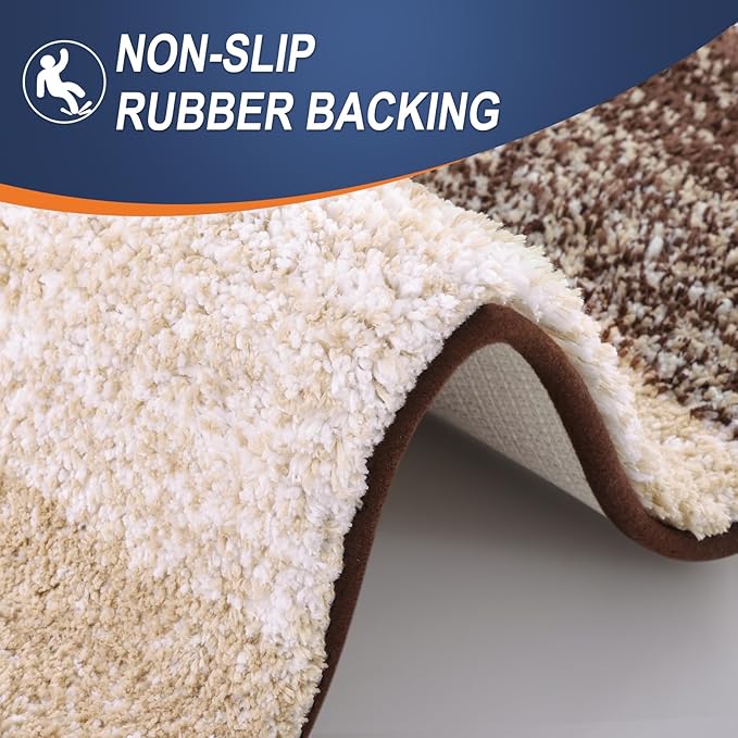 OLANLY Bathroom Rugs Mat 34x21, Extra Soft Absorbent Microfiber Bath Rugs, Rubber Backing, Quick Dry, Machine Washable Bath Mats for Bathroom Floor, Tub and Shower, Home Decor Accessories, Brown