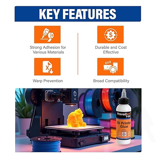 3D Printer Glue – Strong 3D Printer Adhesive for PLA, PETG, ABS, TPU & More, Bed Adhesive for Multiple Build Plates, Reduces Warping, Easy Release, 4 fl oz (118ml) - Prevailent T-80