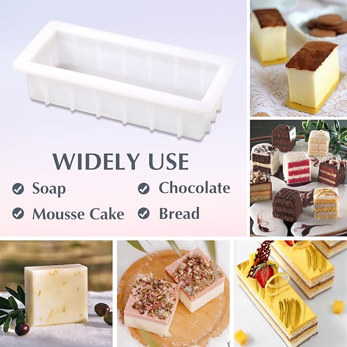 Nicole Soap Molds 10 inch Silicone Loaf Mold Flexible Rectangular Soap Silicone Loaf Mold
