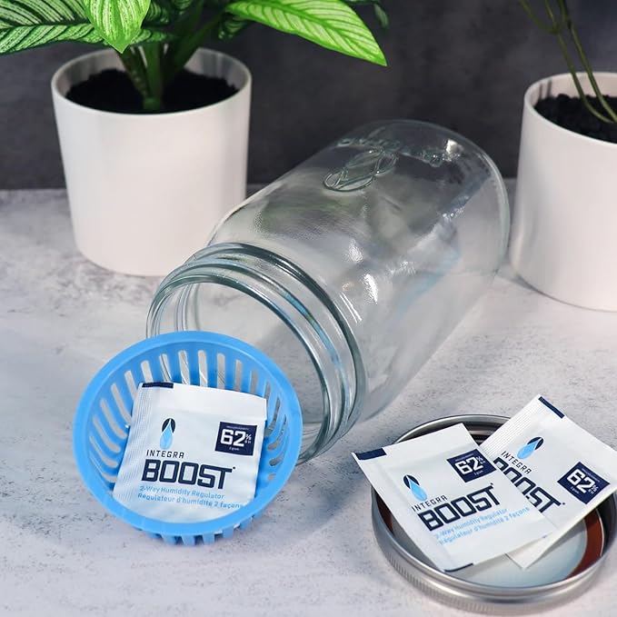 Integra Boost 2-Way Humidity Control Pack – Patented Technology for Humidity Control – Preserve Flavor & Maintain 62% RH – Moisture Absorber for Herbs, Spices & More – 2 Gram (Pack of 6)