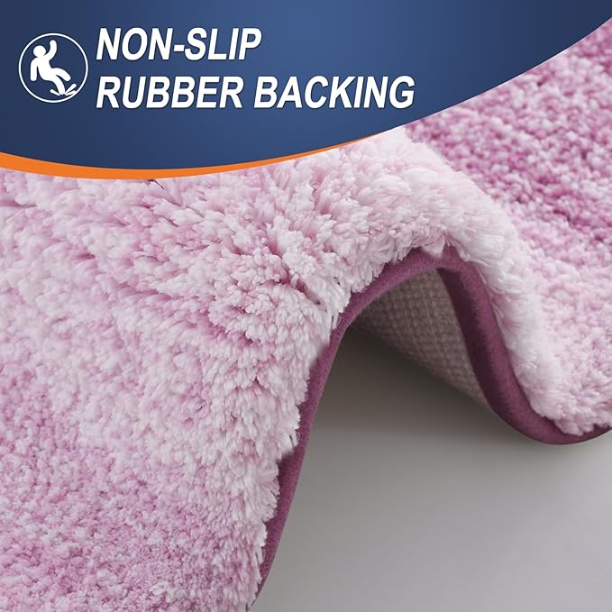 OLANLY Bathroom Runner Rugs 59x20, Extra Soft Absorbent Microfiber Bath Rugs, Rubber Backing, Quick Dry, Washable Bath Mats for Bathroom Floor, Tub and Shower, Home Decor Accessories, Pinkish-Purple