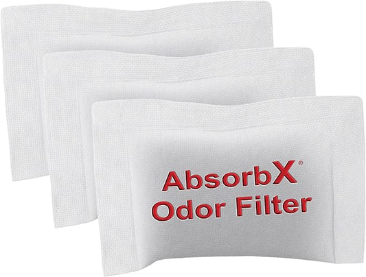iTouchless Official AbsorbX Trash Can Deodorizer 3-Pack, All Natural Activated Charcoal Odor Absorber Stops Garbage Smells, Air Filter Freshener for 8 Gal and Larger Waste Bins with Compartment