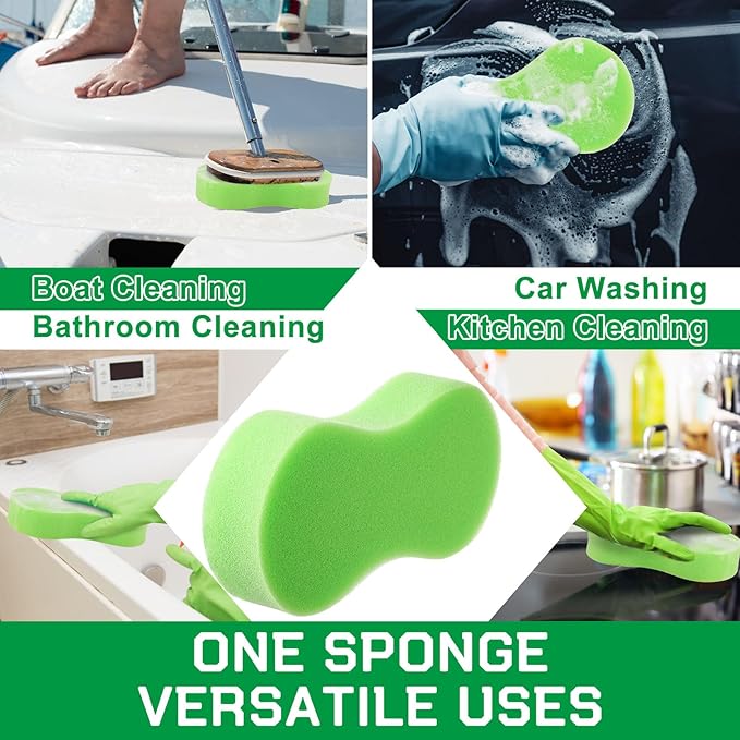 Vesici 24 Pack Large Sponges Bulk Multi-Purpose Extra Large Sponge for Washing Cars Field Day Water Games Household Cleaning Car Boat Bike Kitchen Bathroom Vacuum Compressed Packing (Bright Green)
