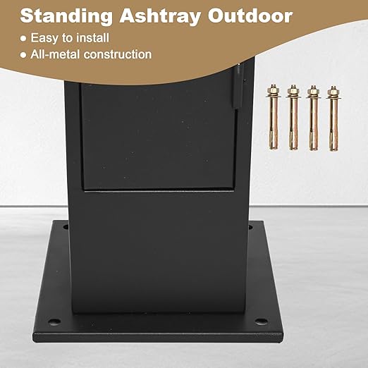 Commercial Trash Receptacle with Lock, Steel Trash Can with Removable Inner Bucket, Standing Garbage Bin for Hotel, Park, Restaurant, Office, Street