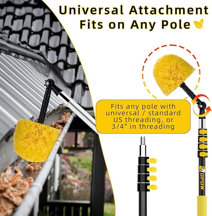 5-to-18 Foot Cobweb Duster with Extension Pole, 25 Ft High Reach and 2 Replaceble Spider Web Brush Heads, Heavy Duty for Indoor & Outdoor Use