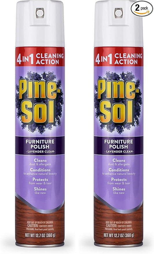Pine-Sol Furniture Polish | Wood Furniture Polish Spray | Wood Polish Spray for Your Furniture Gives You A Powerful Clean You Can Trust | 12.7 Ounces, Fresh Lavender Scent (Pack of 2)