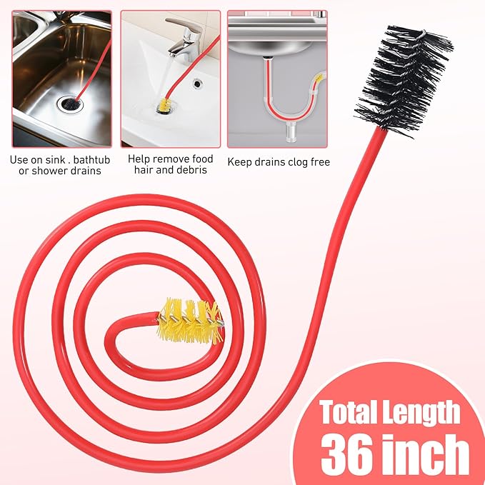 Flexible Pipe Cleaner, Clog Remover for Sink, Household Sewer Hair Brush, Long Drain Brush with Flexible Feeding Tube - 13pcs