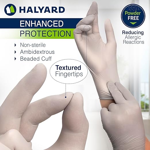 HALYARD Sterling SG Nitrile Powder-Free Exam Gloves, 3.7 mil, 9.5 Inches, Gray, Large, 41660 (Box of 250)