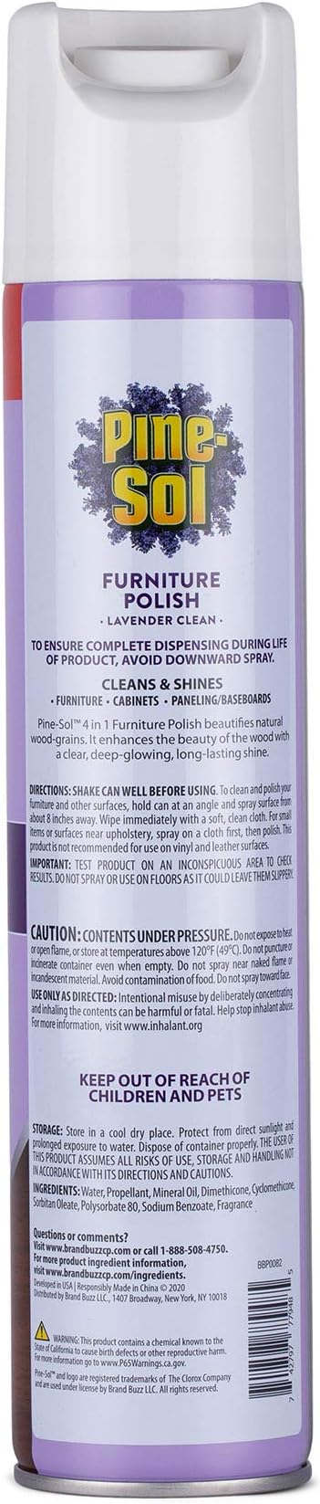 Pine-Sol Furniture Polish Aerosol, Lavender Scent - Wood Furniture Polish Spray Gives You A Powerful Clean You Can Trust - 12.7 Ounce