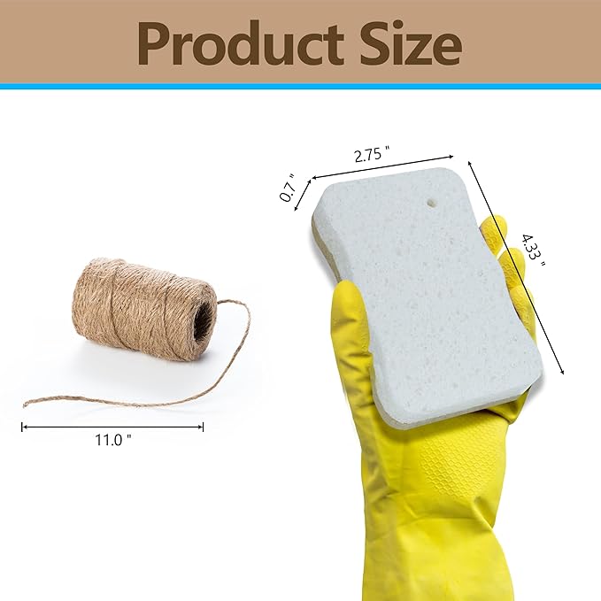 Kitchen Biodegradable Reusable Non Scratch Natural Cellulose Cleaning Sponge, Piece of 15
