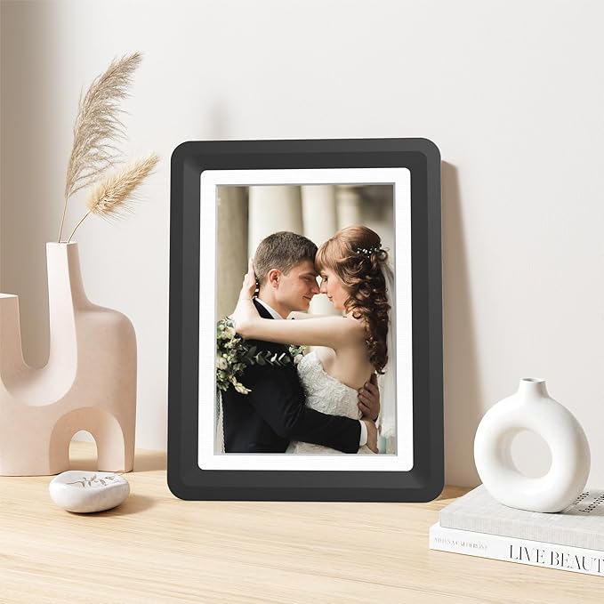10-Pack 5x7 Picture Frame or 4x6 with Mat – Shatterproof Plastic Picture Frames for Family, Nursery & Playroom, Wall & Tabletop Frame for Home or Office, Safe Lightweight Design, Midnight Elegance