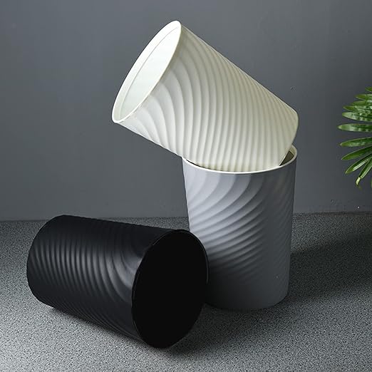 Small Bathroom Trash Can 1.8 Gallon Wastebasket Recycling Bin for Bedroom Office Kitchen (Black White, 2 Pack)