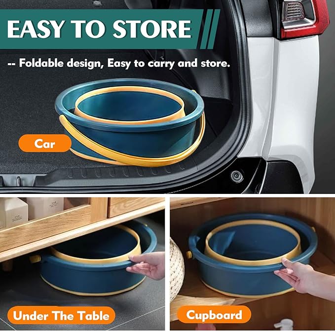 Collapsible Bucket 4.5 Gallon/17L Large Plastic Household Cleaning Mop Buckets Foldable Water Bucket for Car Wash Fishing Camping Beach (Blue-Large)