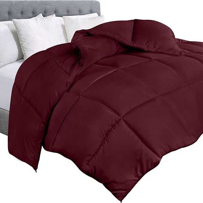 Utopia Bedding Comforter Duvet Insert, Quilted Comforter with Corner Tabs, Box Stitched Down Alternative Comforters Queen Size (Burgundy)