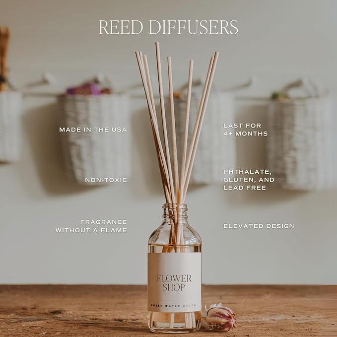 Sweet Water Decor Palo Santo Patchouli Reed Diffusers for Home - Room Diffuser with Nutmeg, Patchouli & Olibanum Scent - Premium Oil Reed for Bathroom Lasts for 3 Months