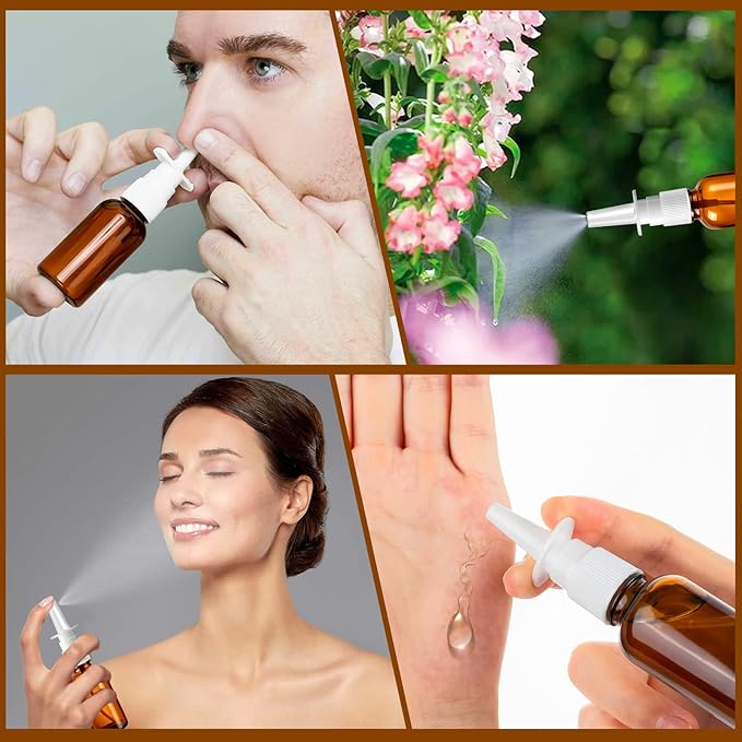 20 Pcs Nasal Spray Bottle, 30ML/1oz 12 Pcs Empty Refillable Fine Mist Glass Nasal Spray Bottle with 4 Pcs Funnels and 4 Pcs Labels…