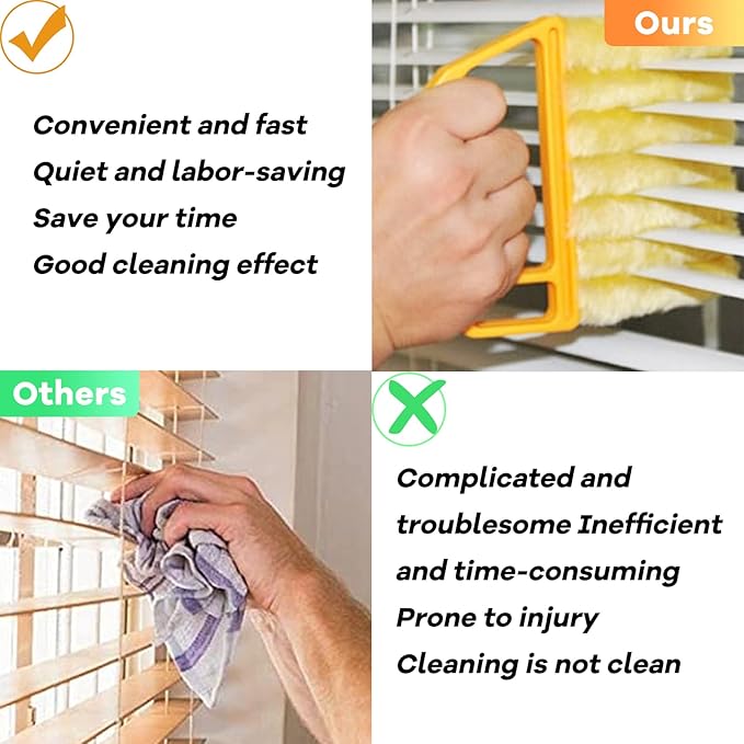 AOCEAN 2 Pcs Blind Cleaner Duster Tool 7-Finger Dusting Cleaner Tool for Window & Air Conditioner Handheld Mini Duster Brush for Wood Blinds Dust Dirt
