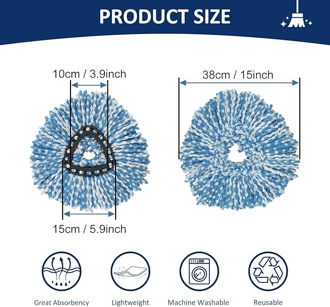 4 Pack Mop Head Replacement Compatiable with Oceda EasyWring,Mop Refill Replace Head for EasyWring Spin Mop 1 Tank systerm - Microfiber, Easy to Replace,Deep Floor Cleaning and Machine Washable