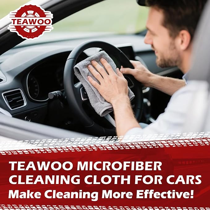 Microfiber Cleaning Cloths Bulk-50 Pack, Gray Microfiber Towels for Cars, Ultra Absorbent Microfiber Towel Weave Grime & Liquid for Streak-Free Mirror Shine - Car Washing Cloth, 12x12 inches