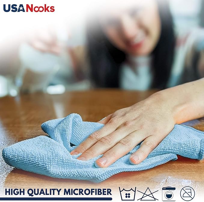 USANOOKS Microfiber Cleaning Cloth - Turq - 100Pcs (12.5x12.5 inch) High Performance - 1200 Washes, Ultra Absorbent Car Towel Traps Grime & Liquid for Streak-Free Mirror Shine - car Washing Cloth