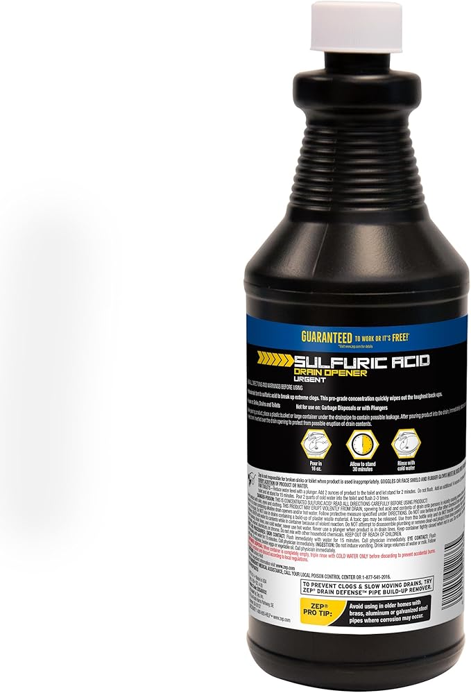 Zep Sulfuric Acid Drain Opener - 32 Ounce (Case of 12) ZUSADO32 - Professional Strength Drain Cleaner