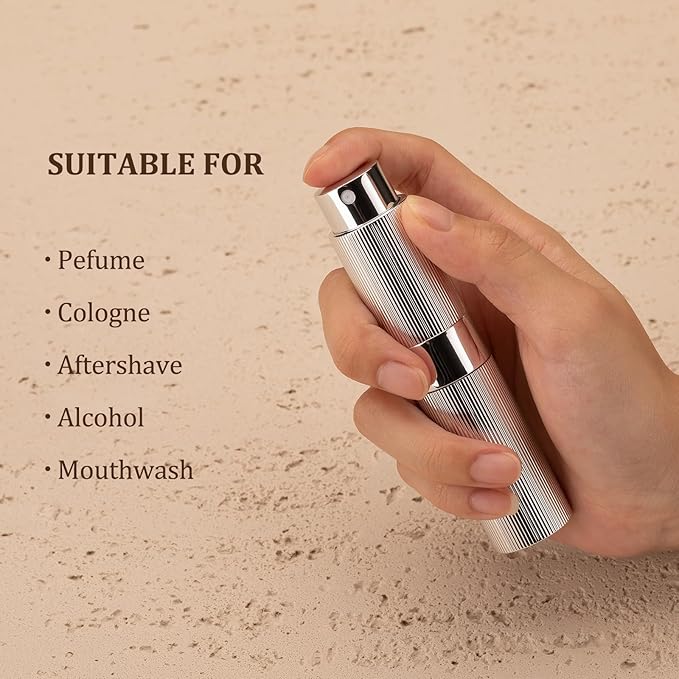 LISAPACK Perfume Travel Refillable Bottle - Atomizer Cologne Spray for Men Portable - Mini Sprayer Empty for Refill - Small Size Black 8ML Striped