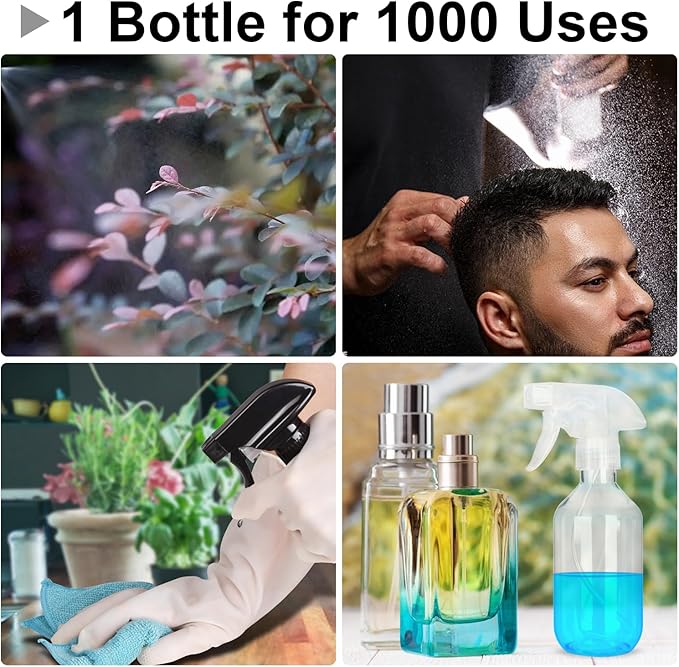 Plastic Spray Bottles - 10.5OZ/300ML Empty Spray Bottles for Cleaning Solutions, Plants, Pet, Essential Oils, Hair, Cooking - Mist/Stream Water Bottle