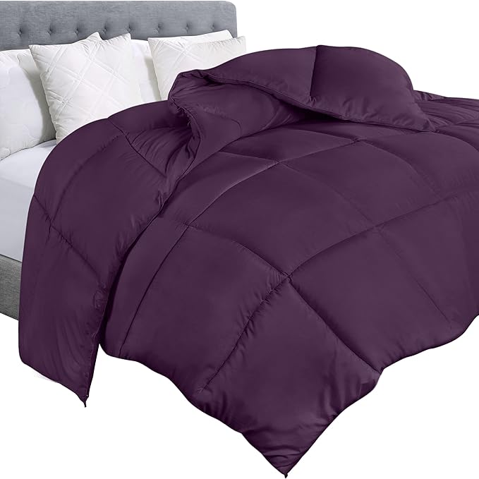 Utopia Bedding Comforter Duvet Insert, Quilted Comforter with Corner Tabs, Box Stitched Down Alternative Comforters King Size (Plum)