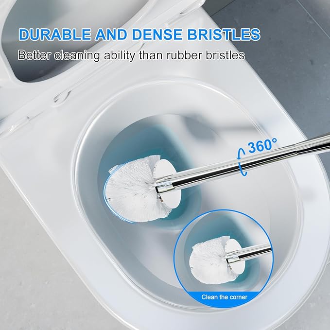 Modern Designer Toilet Brush and Holder Set – Deep Blue Decorative Bathroom Brush with Artistic Teardrop Pattern, Rust-Resistant and Compact, Ideal for Stylish Homes or Guest Bathrooms