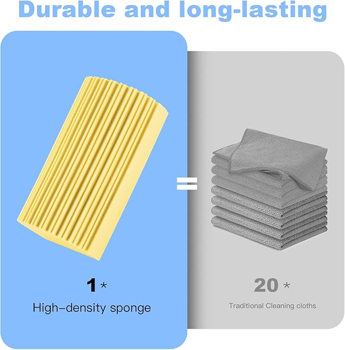 2-Pack Damp Clean Duster Sponge, Magic Sponge Eraser Baseboard Cleaner Tool, Dusters for Cleaning Blinds, Glass, Vents, Railings, Mirrors,Window Track Grooves and Faucets