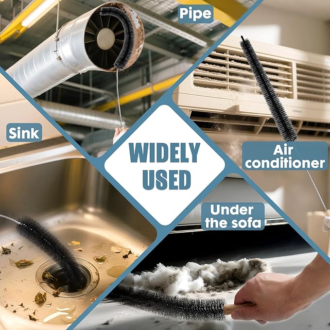 2 Pcs Dryer Lint Cleaner Kit,Washing Machine Brush Dryer Vent Cleaning Kit, Dryer Cleaner Vent Brush Set with Long Flexible Vacuum Brush and Lint Brush for Cleaning Vent Trap & Refrigerator Coil